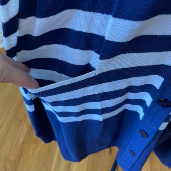 Isaac Mizrahi Live size 3X nautical strip button front cardigan layer cover work - Picture 10 of 10